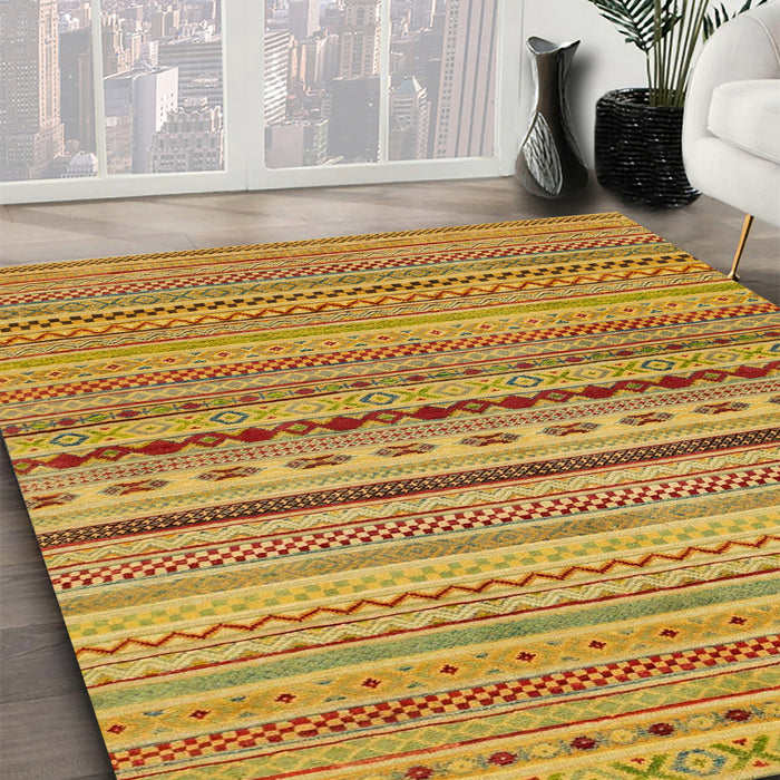 Machine Washable Abstract Yellow Rug in a Family Room, wshabs2259