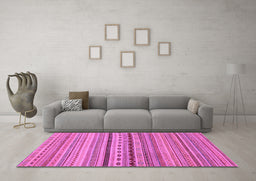 Machine Washable Oriental Purple Modern Area Rugs in a Living Room, wshabs2259pur
