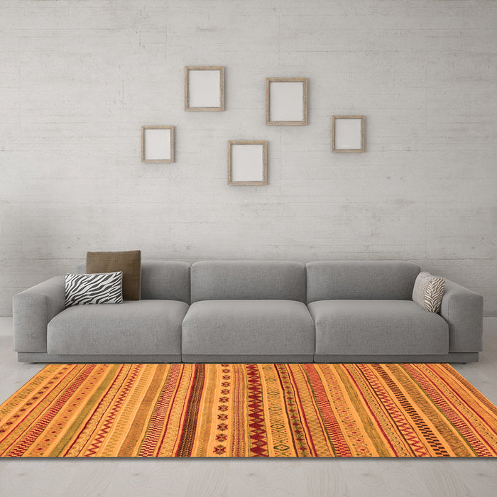 Machine Washable Oriental Orange Modern Area Rugs in a Living Room, wshabs2259org