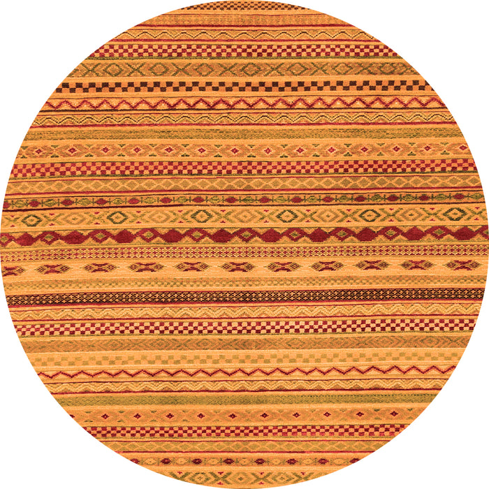 Round Machine Washable Oriental Orange Modern Area Rugs, wshabs2259org
