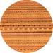 Round Machine Washable Oriental Orange Modern Area Rugs, wshabs2259org