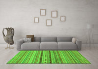 Machine Washable Oriental Green Modern Rug, wshabs2259grn