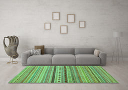 Machine Washable Oriental Turquoise Modern Area Rugs in a Living Room,, wshabs2259turq