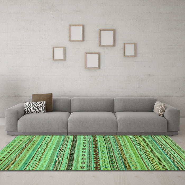 Machine Washable Oriental Turquoise Modern Area Rugs in a Living Room,, wshabs2259turq