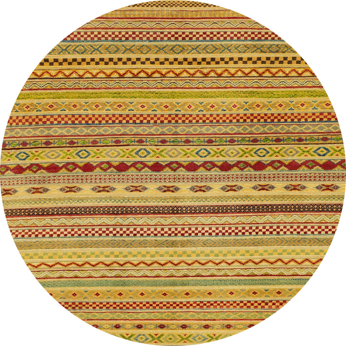 Round Abstract Yellow Oriental Rug, abs2259
