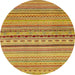 Round Abstract Yellow Oriental Rug, abs2259