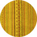 Round Oriental Yellow Modern Rug, abs2259yw