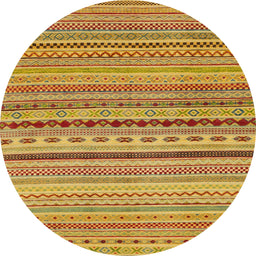 Round Machine Washable Abstract Yellow Rug, wshabs2259