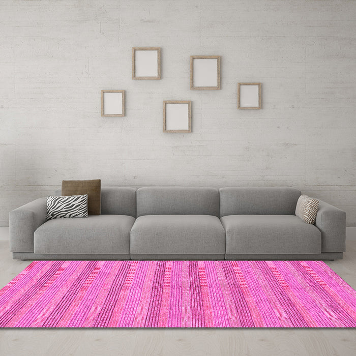 Machine Washable Abstract Pink Modern Rug in a Living Room, wshabs225pnk