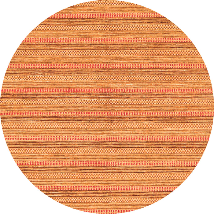 Round Machine Washable Abstract Orange Modern Area Rugs, wshabs225org