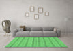 Machine Washable Abstract Emerald Green Modern Area Rugs in a Living Room,, wshabs225emgrn