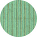 Round Abstract Turquoise Modern Rug, abs225turq