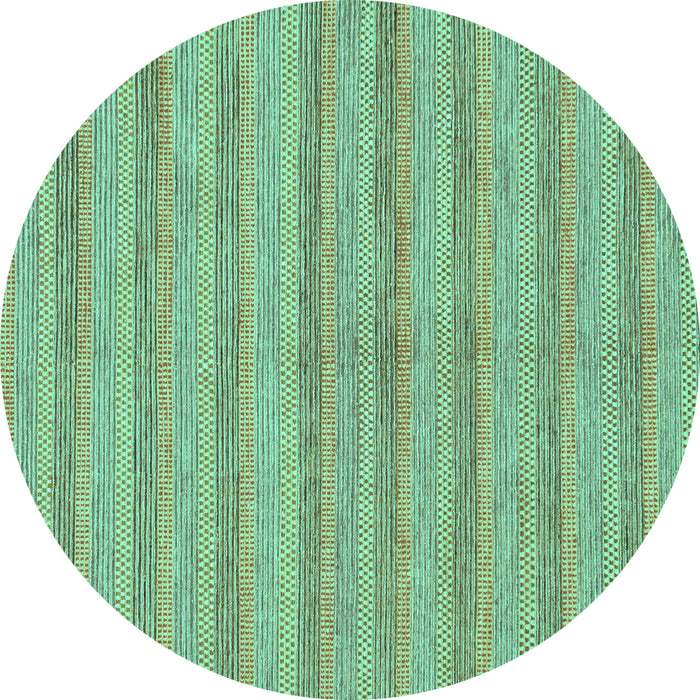 Round Machine Washable Abstract Turquoise Modern Area Rugs, wshabs225turq
