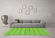 Machine Washable Abstract Green Modern Area Rugs in a Living Room,, wshabs225grn