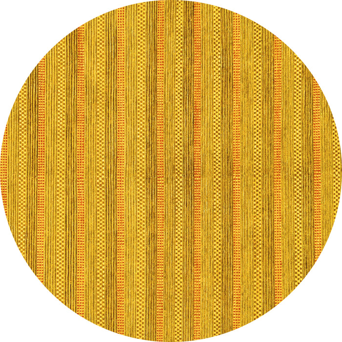 Round Abstract Yellow Modern Rug, abs225yw