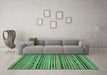 Machine Washable Abstract Turquoise Modern Area Rugs in a Living Room,, wshabs2260turq