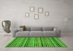 Machine Washable Abstract Green Modern Area Rugs in a Living Room,, wshabs2260grn