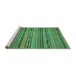 Sideview of Machine Washable Abstract Turquoise Modern Area Rugs, wshabs2260turq