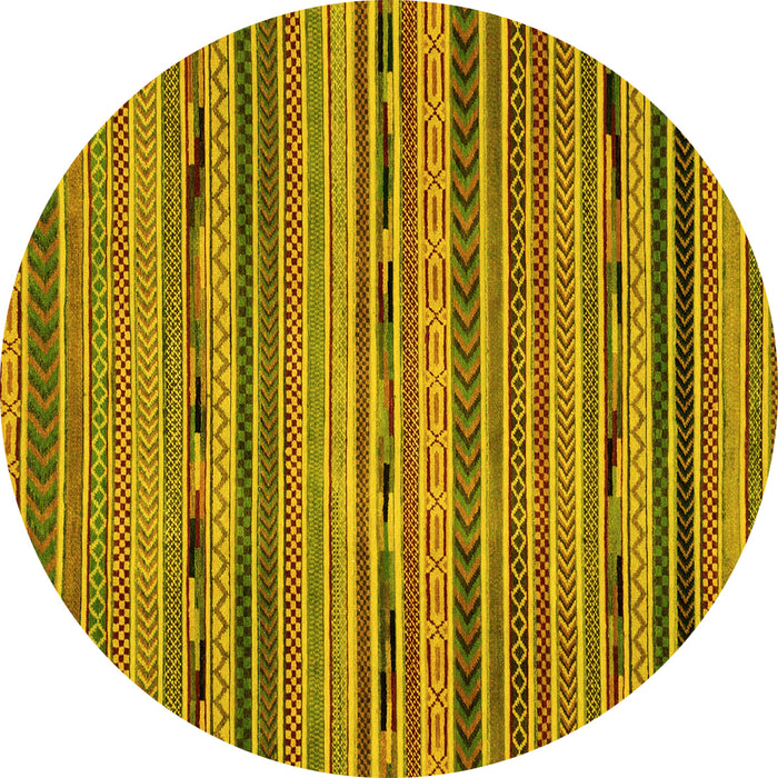 Round Machine Washable Abstract Yellow Modern Rug, wshabs2260yw