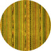 Round Machine Washable Abstract Yellow Modern Rug, wshabs2260yw