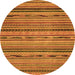 Round Machine Washable Abstract Orange Modern Area Rugs, wshabs2260org