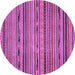 Round Machine Washable Abstract Purple Modern Area Rugs, wshabs2260pur