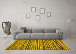 Machine Washable Abstract Yellow Modern Rug in a Living Room, wshabs2260yw