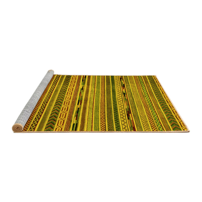 Sideview of Machine Washable Abstract Yellow Modern Rug, wshabs2260yw