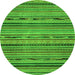 Round Machine Washable Abstract Green Modern Area Rugs, wshabs2260grn