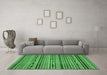 Machine Washable Abstract Emerald Green Modern Area Rugs in a Living Room,, wshabs2260emgrn