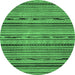 Round Abstract Emerald Green Modern Rug, abs2260emgrn