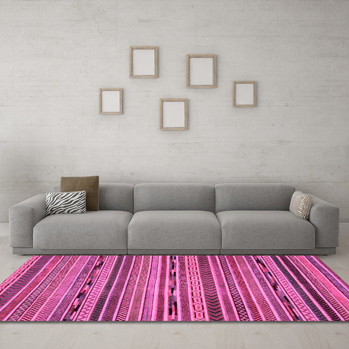 Machine Washable Abstract Pink Modern Rug in a Living Room, wshabs2260pnk