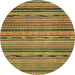 Round Abstract Orange Gold Modern Rug, abs2260