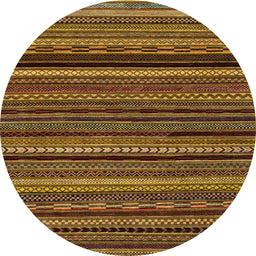 Round Machine Washable Abstract Cinnamon Brown Rug, wshabs2261