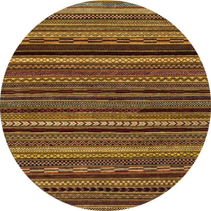 Round Machine Washable Abstract Cinnamon Brown Rug, wshabs2261
