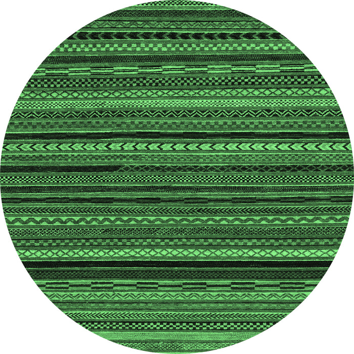 Round Abstract Emerald Green Modern Rug, abs2261emgrn