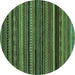 Round Abstract Turquoise Modern Rug, abs2261turq