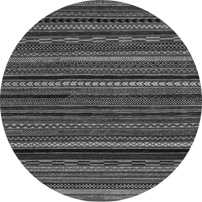 Round Machine Washable Abstract Gray Modern Rug, wshabs2261gry