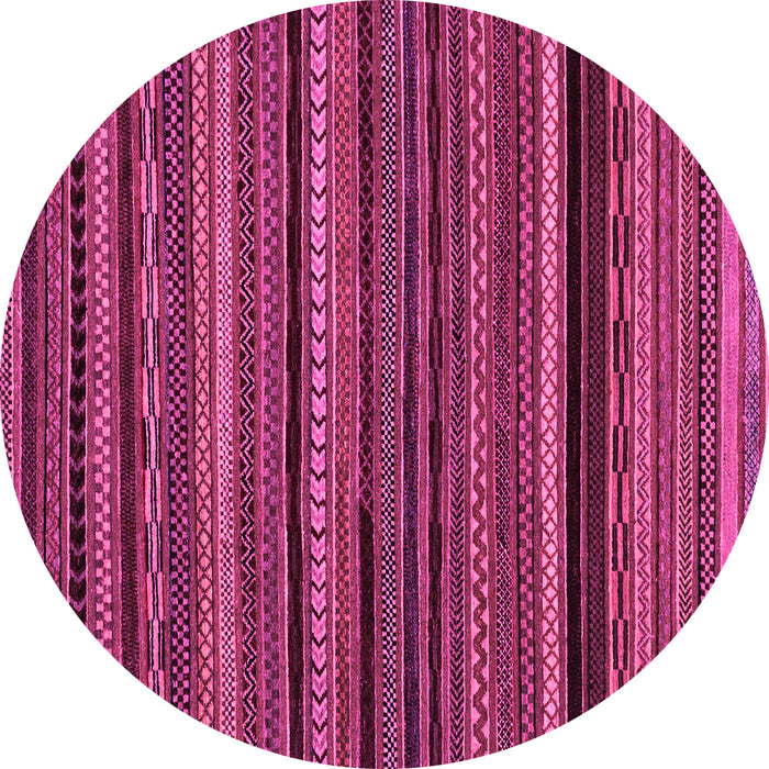 Round Machine Washable Abstract Pink Modern Rug, wshabs2261pnk