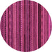 Round Machine Washable Abstract Pink Modern Rug, wshabs2261pnk