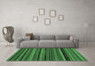 Machine Washable Abstract Emerald Green Modern Area Rugs in a Living Room,, wshabs2261emgrn