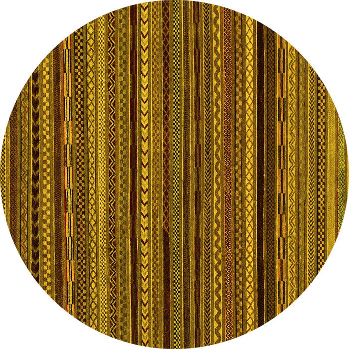 Round Machine Washable Abstract Yellow Modern Rug, wshabs2261yw