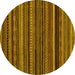 Round Machine Washable Abstract Yellow Modern Rug, wshabs2261yw