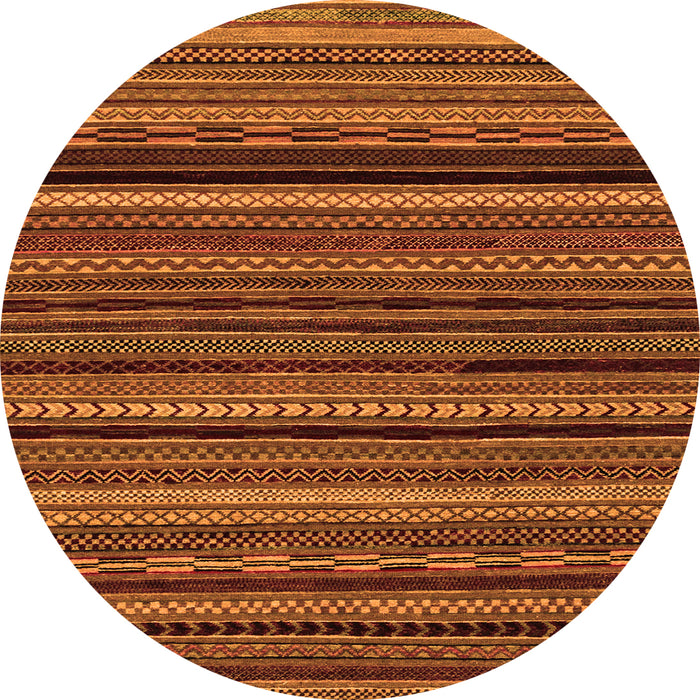 Round Machine Washable Abstract Orange Modern Area Rugs, wshabs2261org