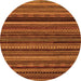 Round Machine Washable Abstract Orange Modern Area Rugs, wshabs2261org