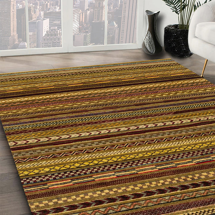 Abstract Cinnamon Brown Modern Rug in Family Room, abs2261
