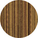 Round Abstract Brown Modern Rug, abs2261brn