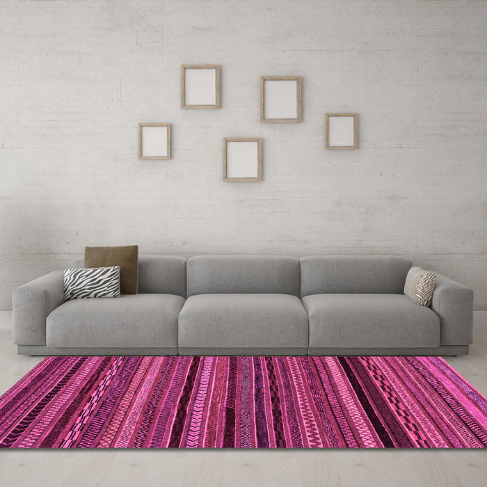 Machine Washable Abstract Pink Modern Rug in a Living Room, wshabs2261pnk