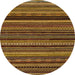 Round Abstract Cinnamon Brown Modern Rug, abs2261