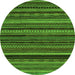 Round Machine Washable Abstract Green Modern Area Rugs, wshabs2261grn